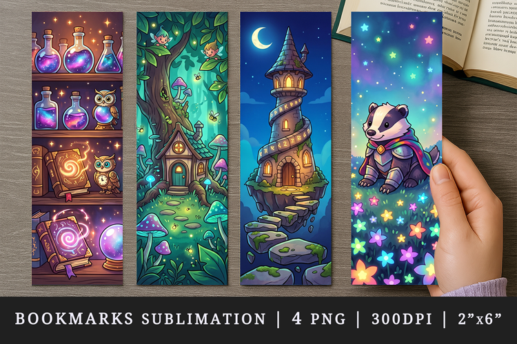 Fantasy bookmarks printable sublimation bookmark design