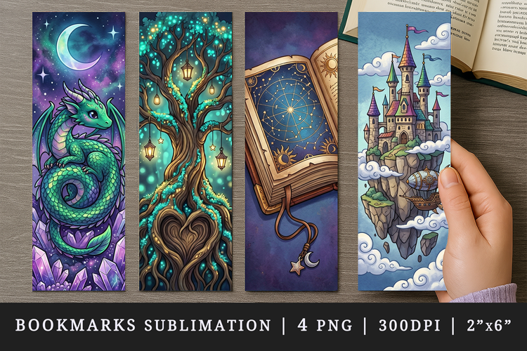 Fantasy bookmarks printable sublimation bookmark design