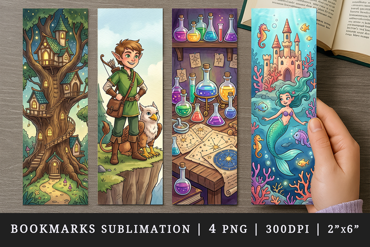 Fantasy bookmarks printable sublimation bookmark design