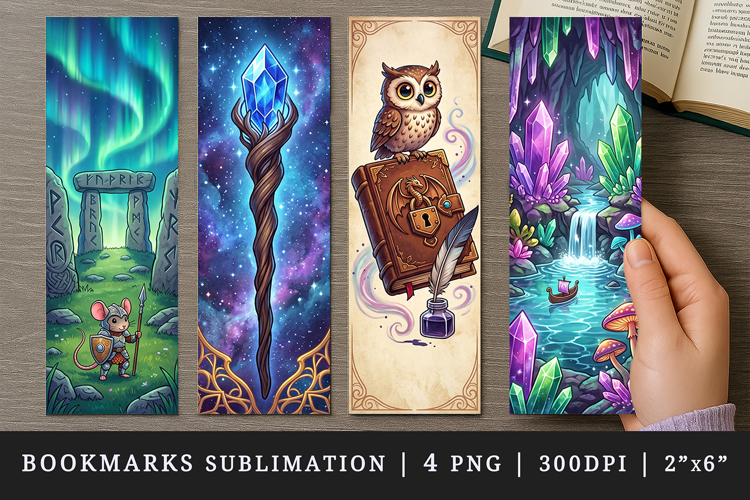 Fantasy bookmarks printable sublimation bookmark design