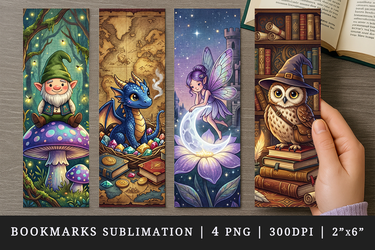 Fantasy bookmarks printable sublimation bookmark design