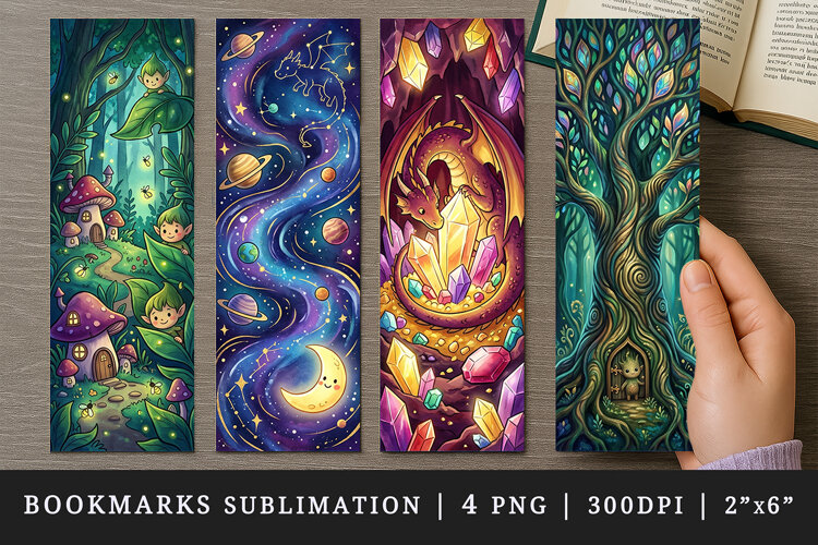 Fantasy bookmarks printable sublimation bookmark design example image 1