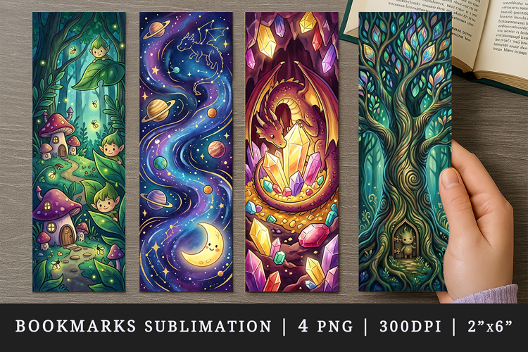 Fantasy bookmarks printable sublimation bookmark design