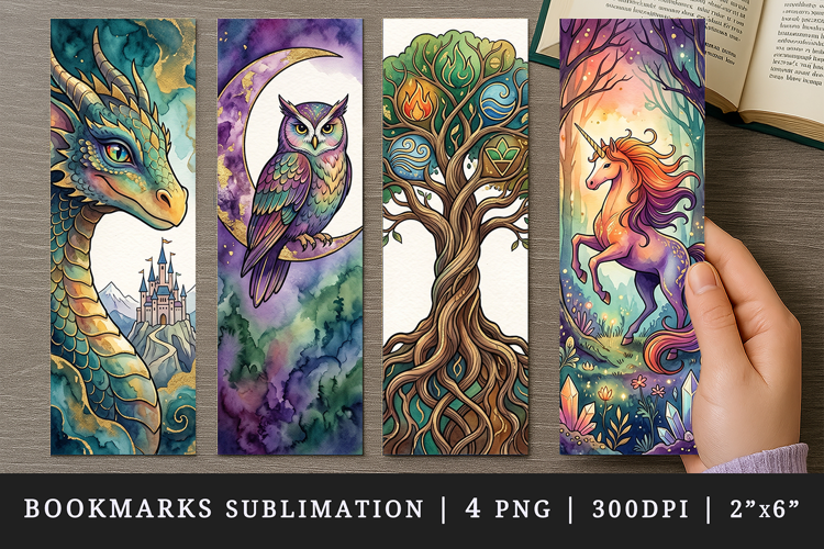 Fantasy bookmarks printable sublimation bookmark design
