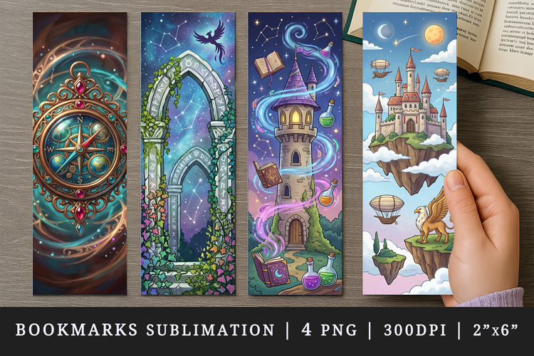 Fantasy bookmarks printable sublimation bookmark design