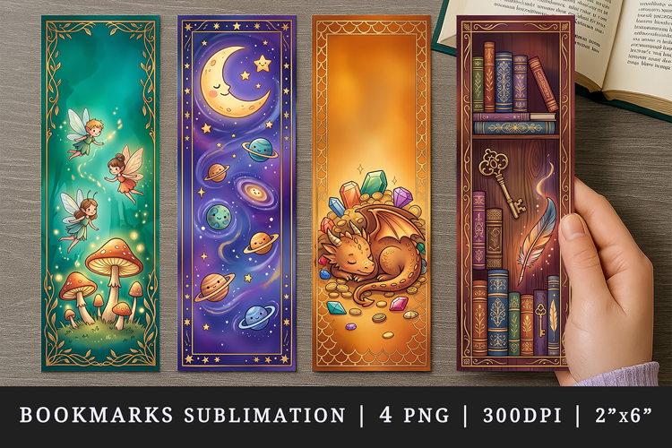 Fantasy bookmarks printable sublimation bookmark design
