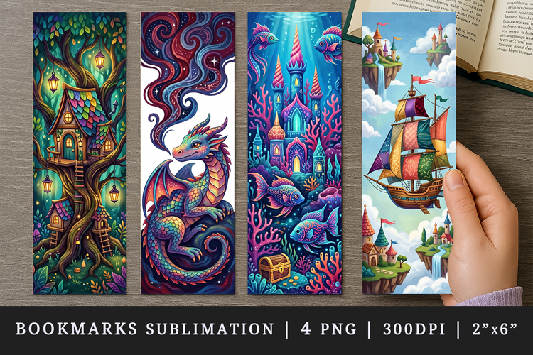 Fantasy bookmarks printable sublimation bookmark design