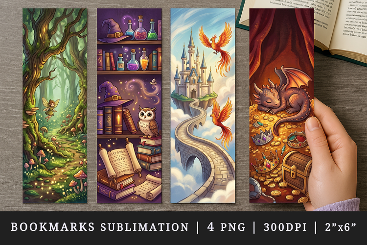 Fantasy bookmarks printable sublimation bookmark design