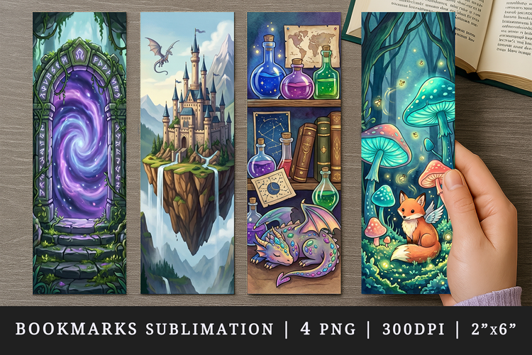 Fantasy bookmarks printable sublimation bookmark design