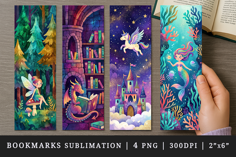 Fantasy bookmarks printable sublimation bookmark design