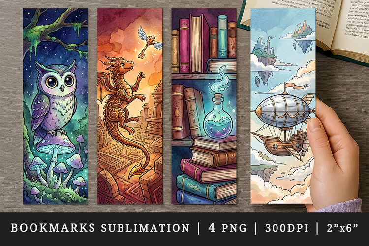 Fantasy bookmarks printable sublimation bookmark design