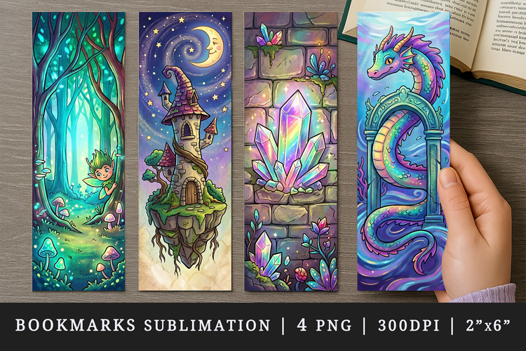 Fantasy bookmarks printable sublimation bookmark design