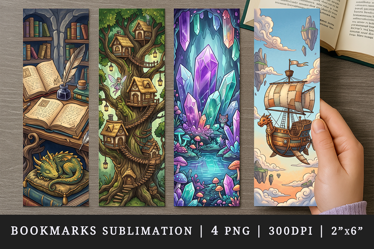 Fantasy bookmarks printable sublimation bookmark design