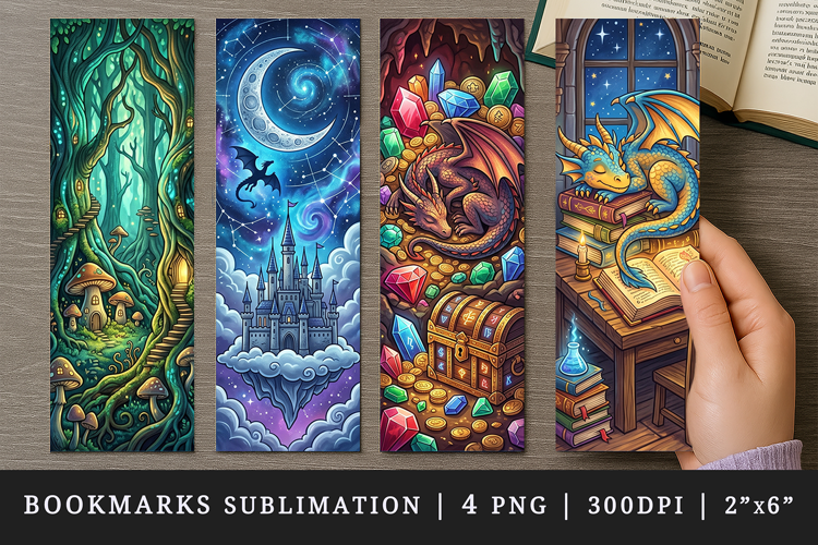 Fantasy bookmarks printable sublimation bookmark design