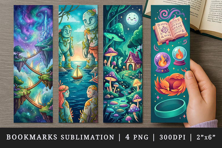 Fantasy bookmarks printable sublimation bookmark design