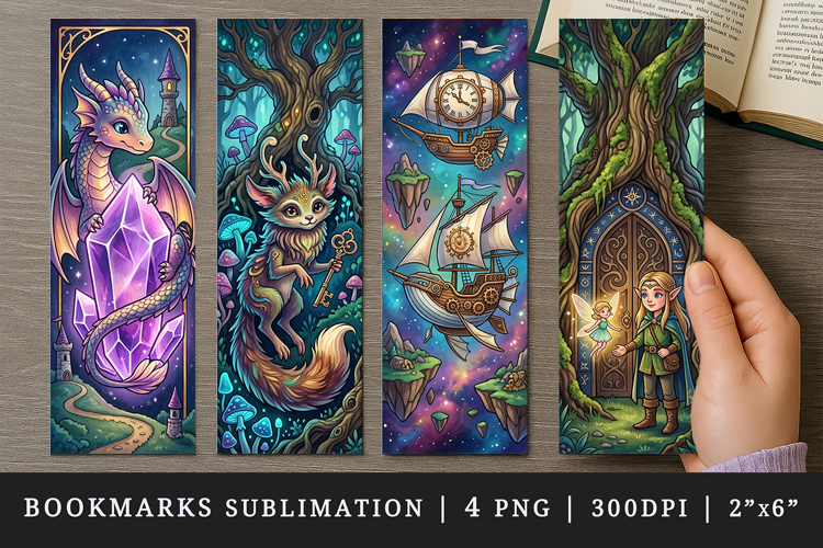 Fantasy bookmarks printable sublimation bookmark design
