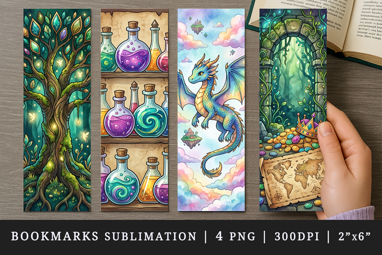 Fantasy bookmarks printable sublimation bookmark design