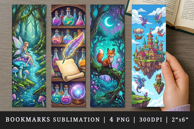 Fantasy bookmarks printable sublimation bookmark design