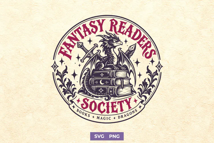 Fantasy Readers Society SVG, Bookish PNG, Fantasy Book Club