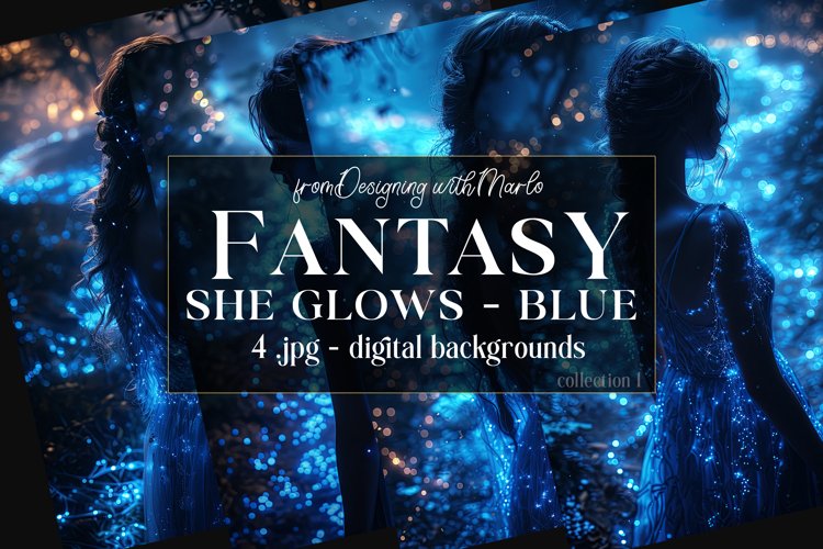 Fantasy Backgrounds, Fantasy She Glows Blue Backgrounds example image 1