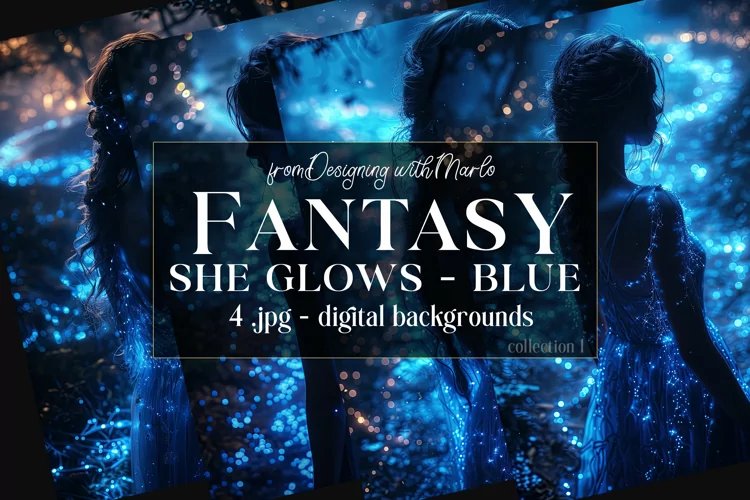 Fantasy Backgrounds, Fantasy She Glows Blue Backgrounds