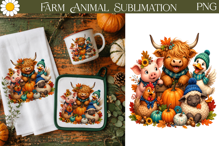 Farm Animal Pumpkin Crew | Fall Sublimation Design