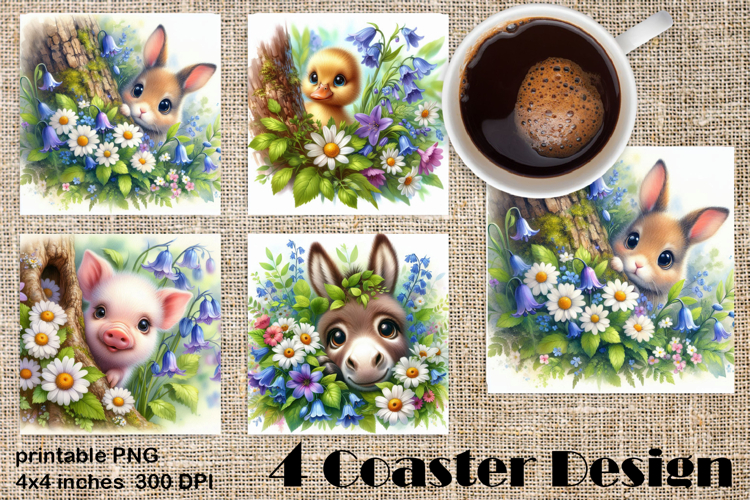 Funny farm animal Coaster Sublimation |flower