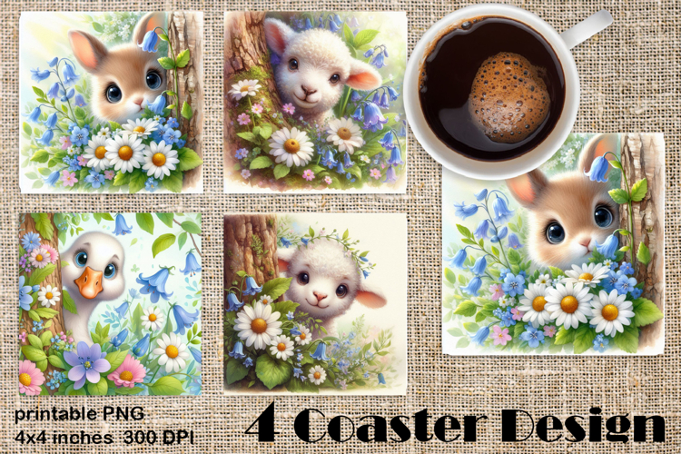 Funny farm animal Coaster Sublimation |flower