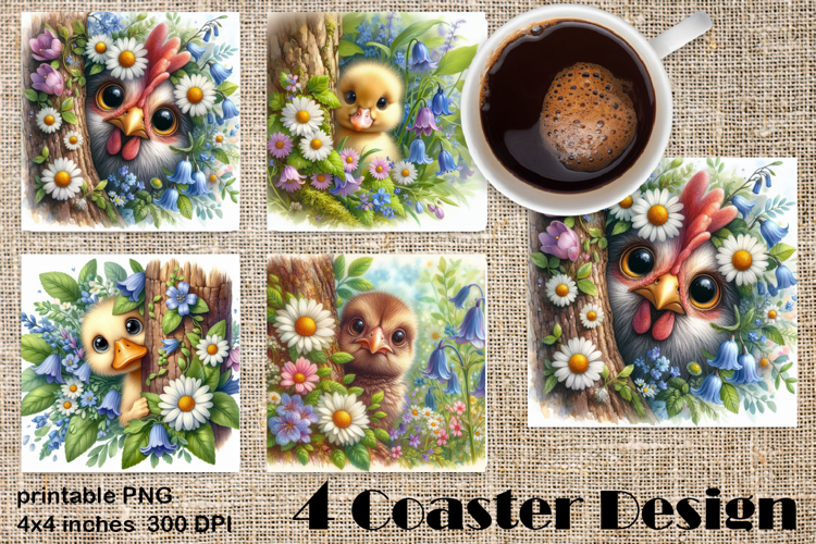 Funny farm animal Coaster Sublimation |flower