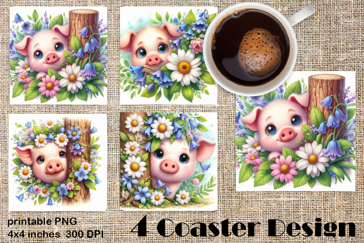 Funny farm animal Coaster Sublimation |flower