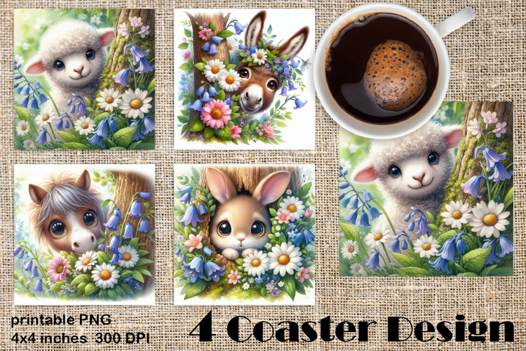 Funny farm animal Coaster Sublimation |flower