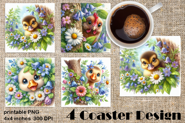Funny farm animal Coaster Sublimation |flower