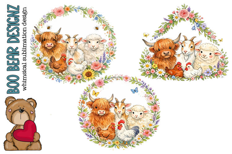 Floral Farm Animal Clipart