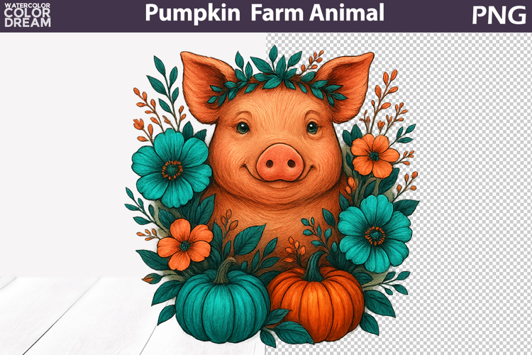Pig Pumpkin Clipart | Farm Animal Sublimation