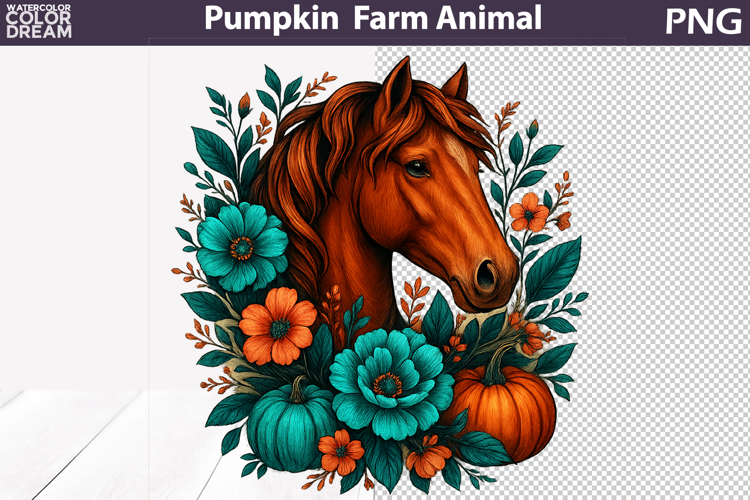 Horse Pumpkin Clipart | Farm Animal Sublimation