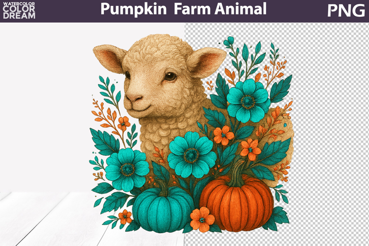 Lamb Pumpkin Clipart | Farm Animal Sublimation