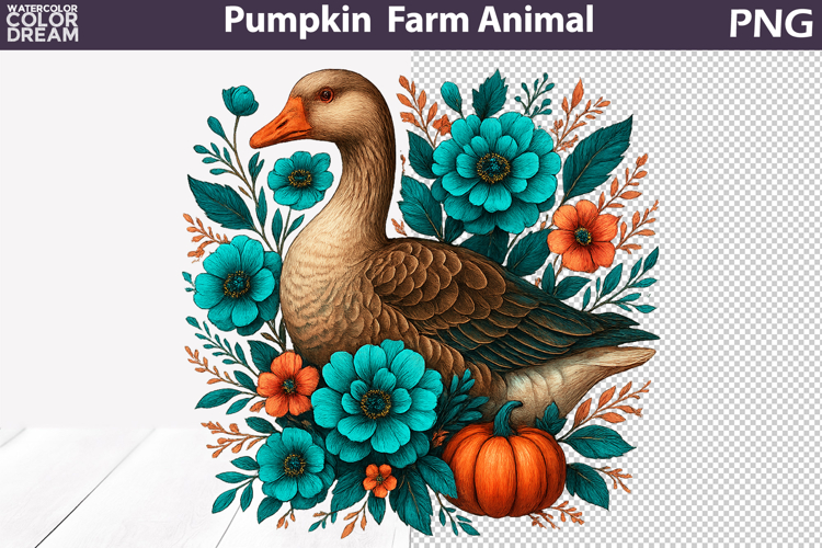 Goose Pumpkin Clipart | Farm Animal Sublimation