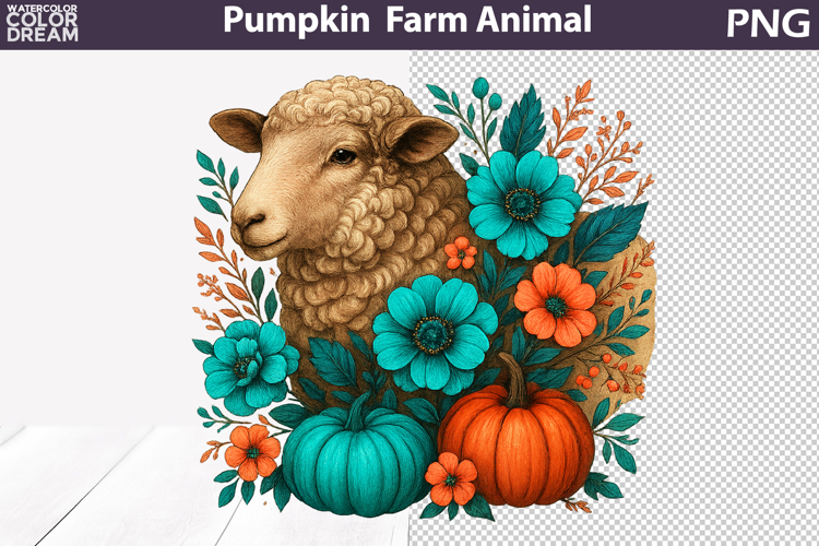 Sheep Pumpkin Clipart | Farm Animal Sublimation