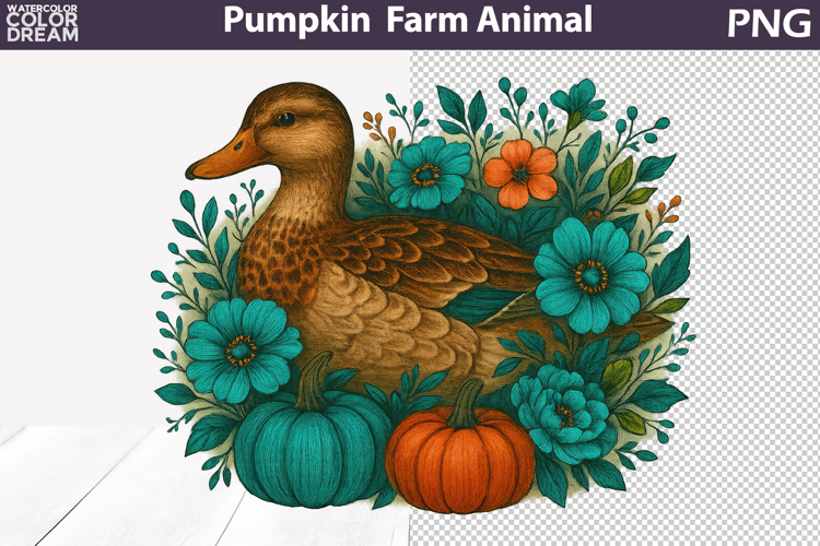 Duck Pumpkin Clipart | Farm Animal Sublimation
