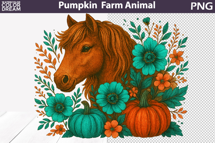 Horse Pumpkin Clipart | Farm Animal Sublimation