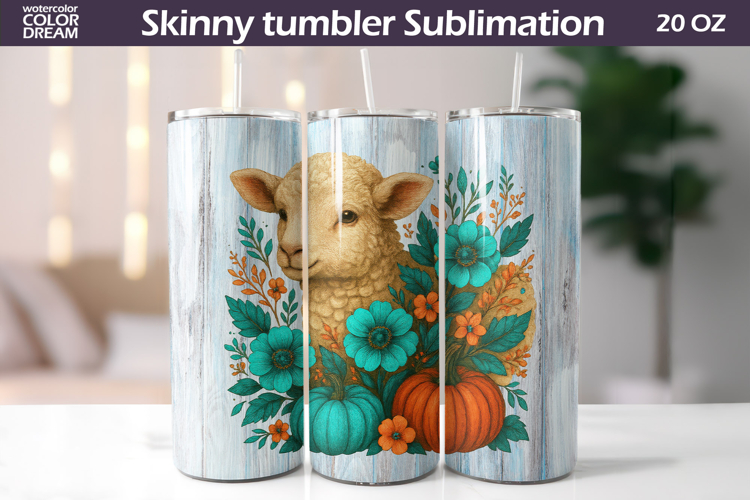 Lamb Pumpkin Floral Tumbler | Fall Tumbler Sublimation