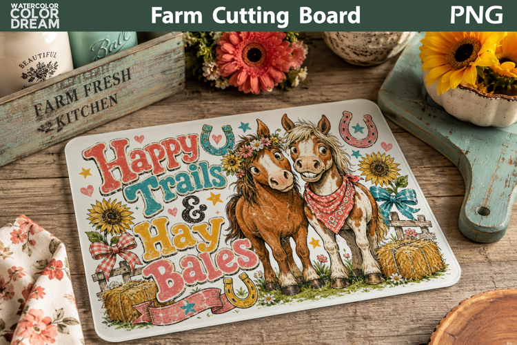 Funny Horse Cutting Board | Farm Animals Illustration