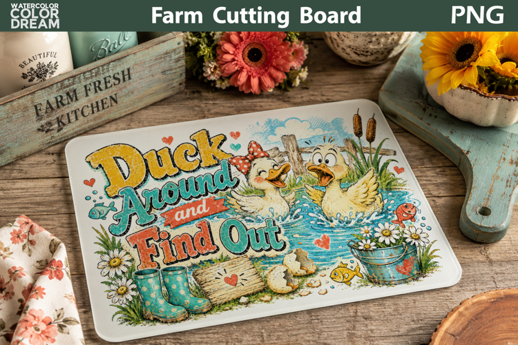 Funny Duck Cutting Board | Rustic Farm Sublimation