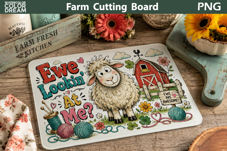 Funny Sheep Cutting Board | Farmhouse Rustic Decor
