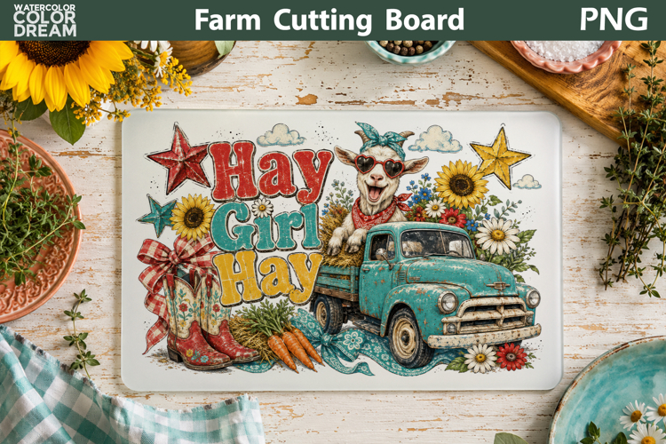 Goat Cutting Board | Rustic Farm Sublimation