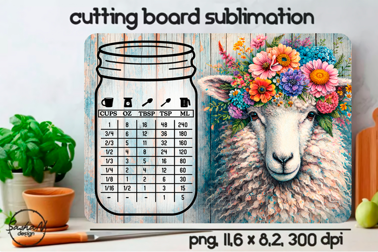 Farmhouse Animal Cutting Board Sublimation Design