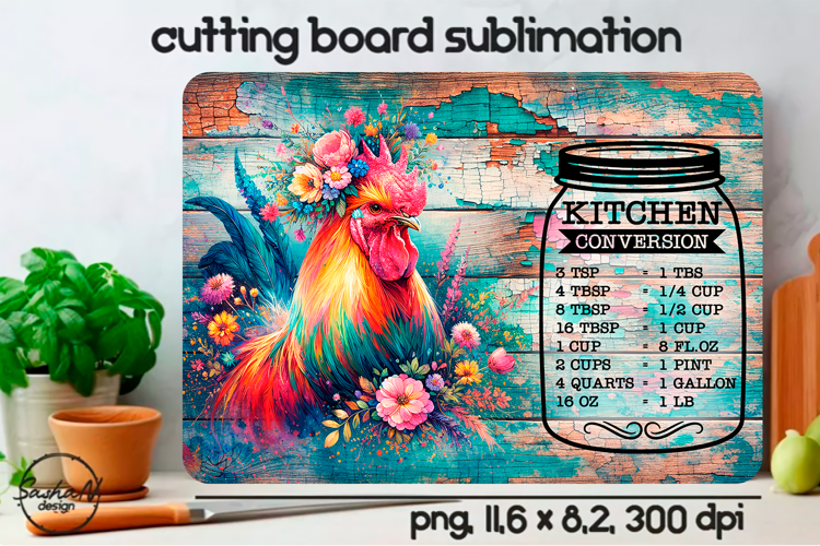 Farmhouse Animal Cutting Board Sublimation Design