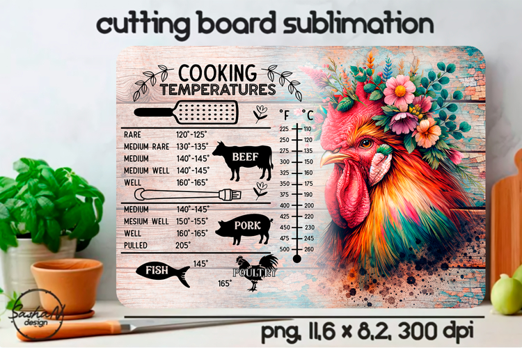 Farmhouse Animal Cutting Board Sublimation Design