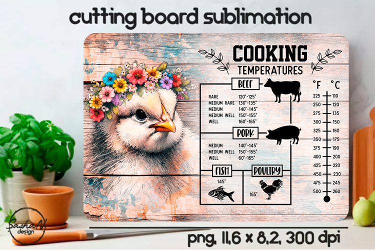 Farmhouse Animal Cutting Board Sublimation Design