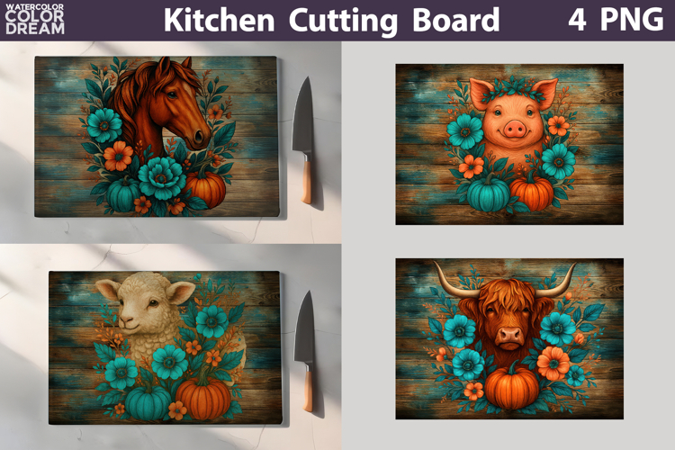 Farm Animals Cutting Board | Glass Kitchen Chopping Board